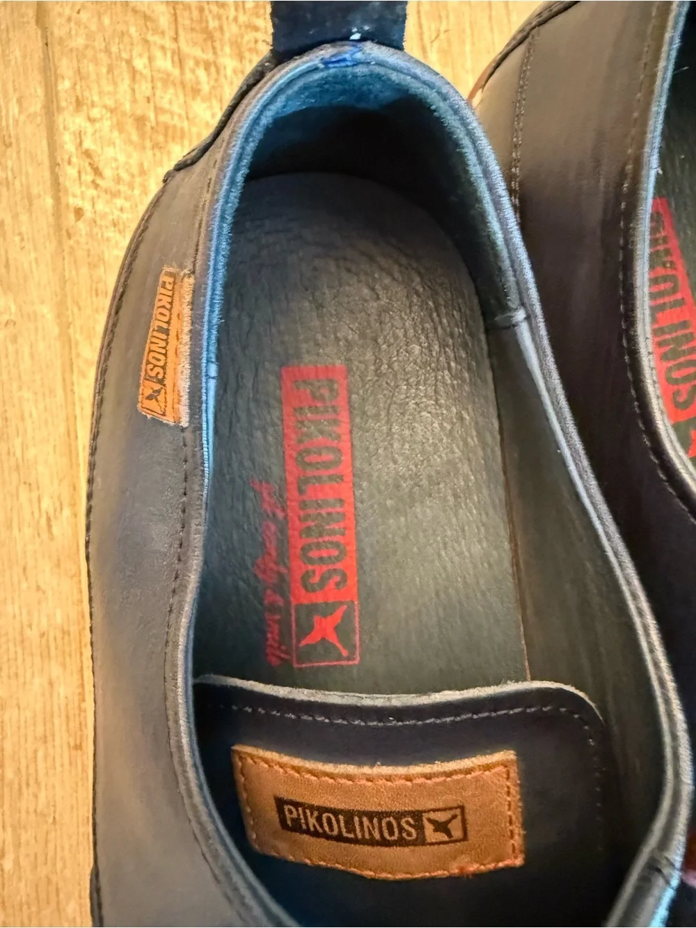 PIKOLINOS Men’s Navy Leather Loafers with Burgundy Laces Euro 44 US 10